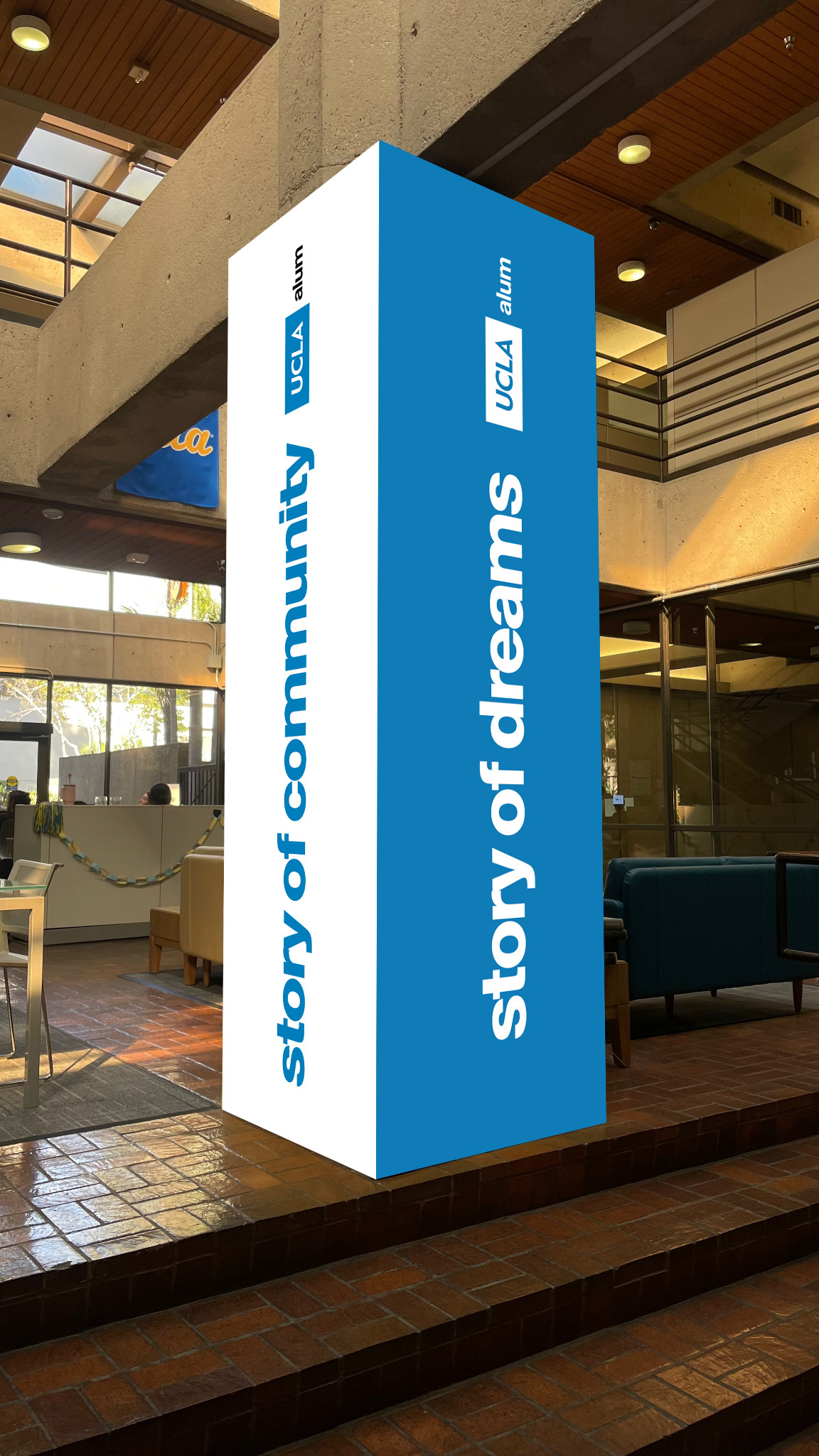 UCLA Alumni story of dreams and story of community column mockup.