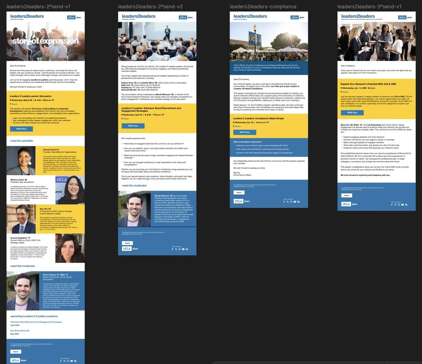 Email templates laid out in Figma.