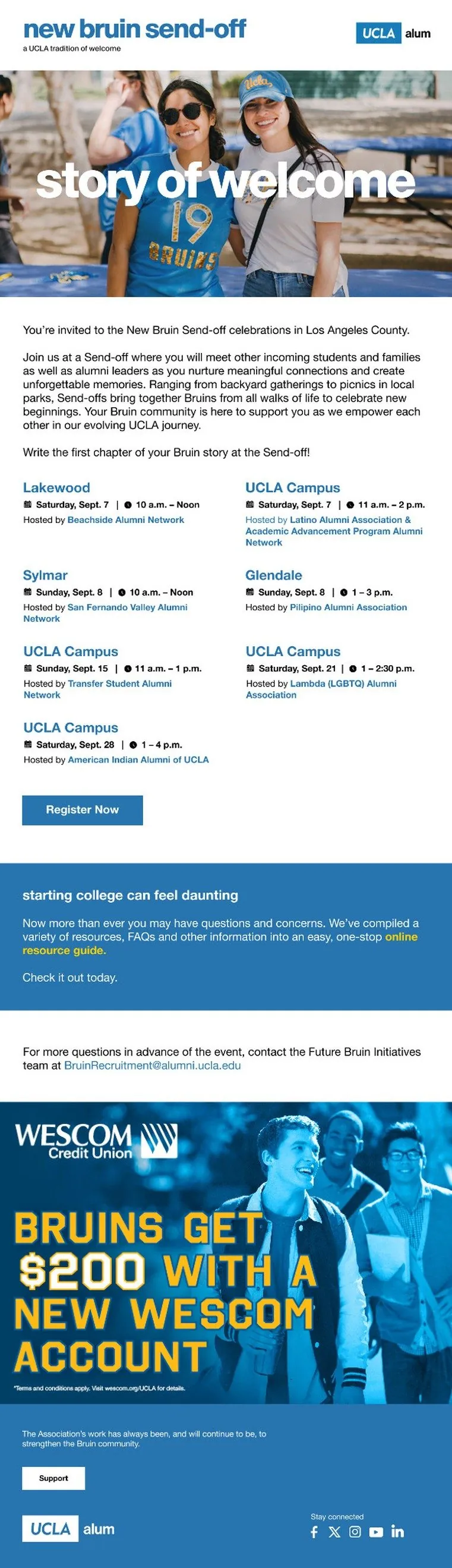 New Bruin Send-Off email.