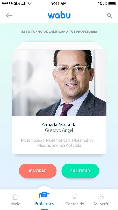 Swipe screen after a professor is recognized.