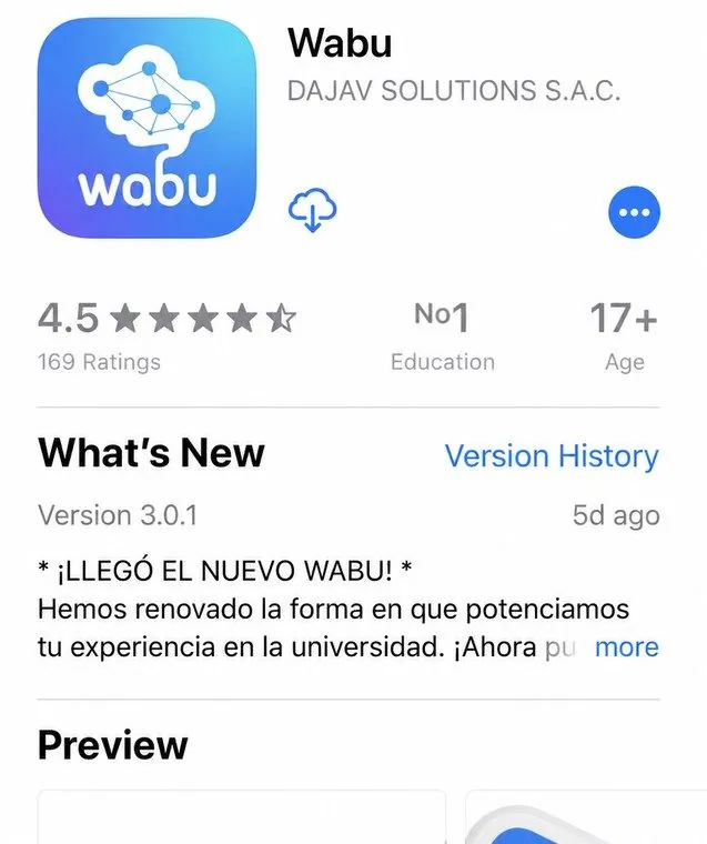 App store listing for Wabu.